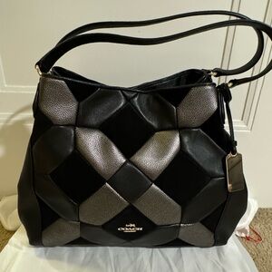 Black patch work suede Coach purse